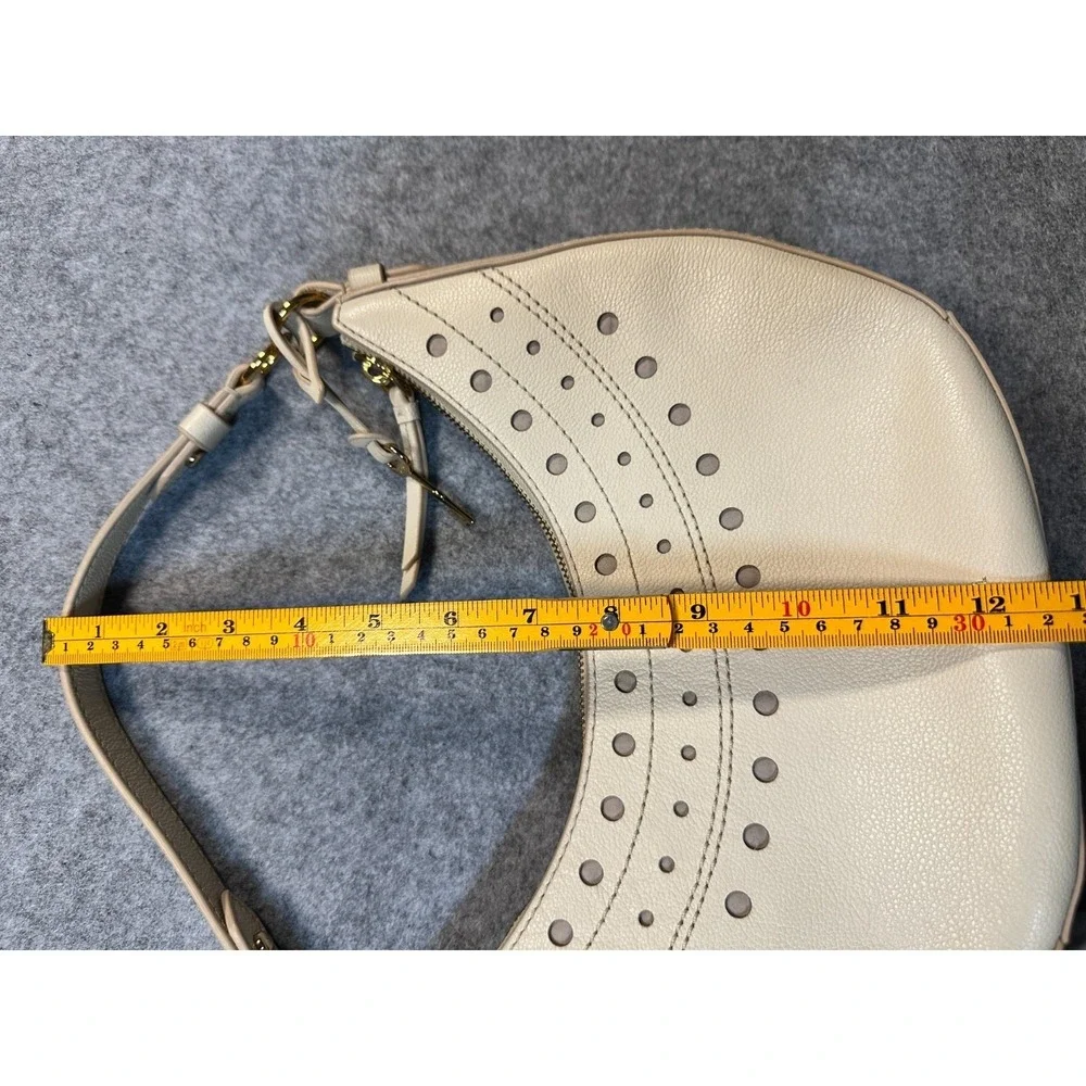 Fossil Handbag Womens Beige Pebbled Leather Hobo Shoulder Bag Inner Pockets